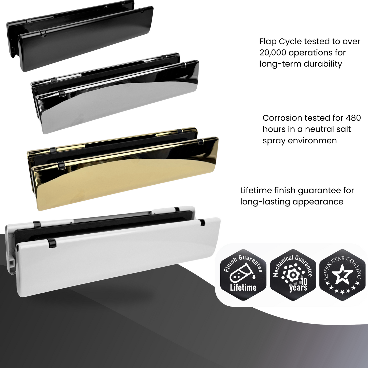 Direkt 12 Inch Heavy Duty Letterbox – Fits 40-80mm Door Thickness, Durable & Secure Mail Slot
