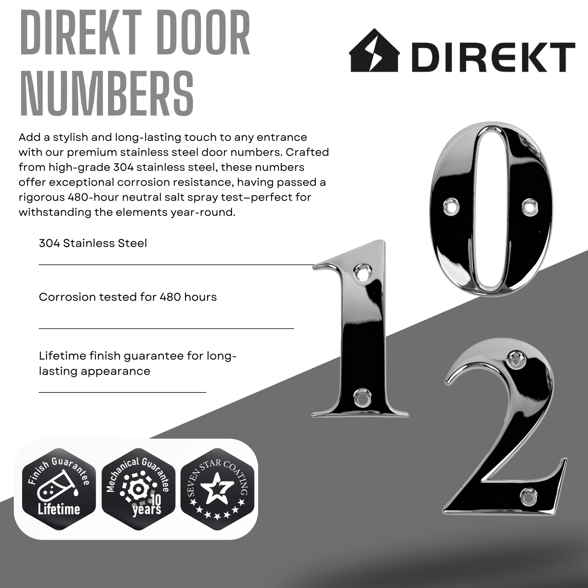 Direkt Door Numbers Chrome