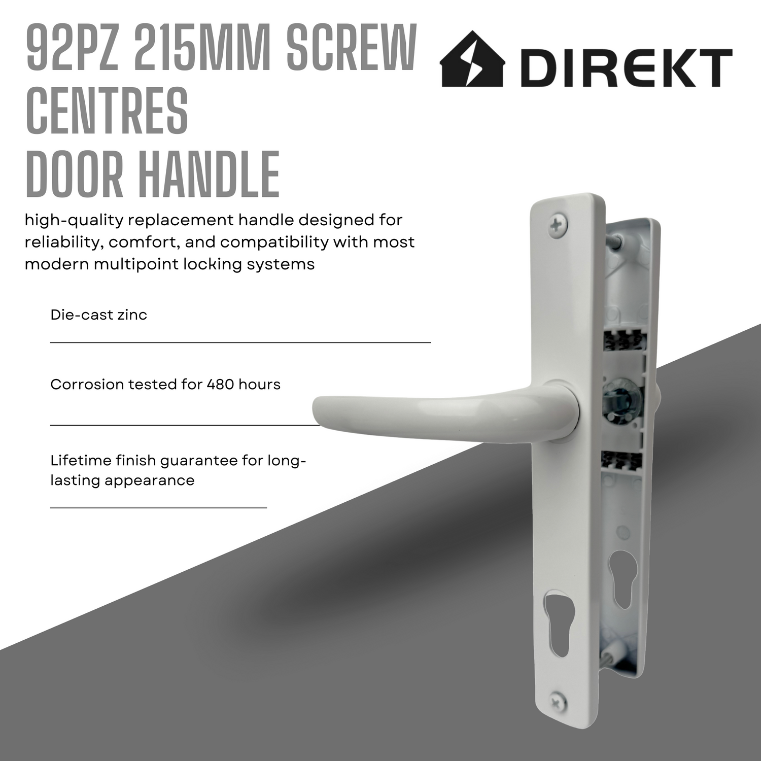 Direkt Inline Lever Lever uPVC Door Handle – Sprung, 92PZ, 215mm Screw Centres