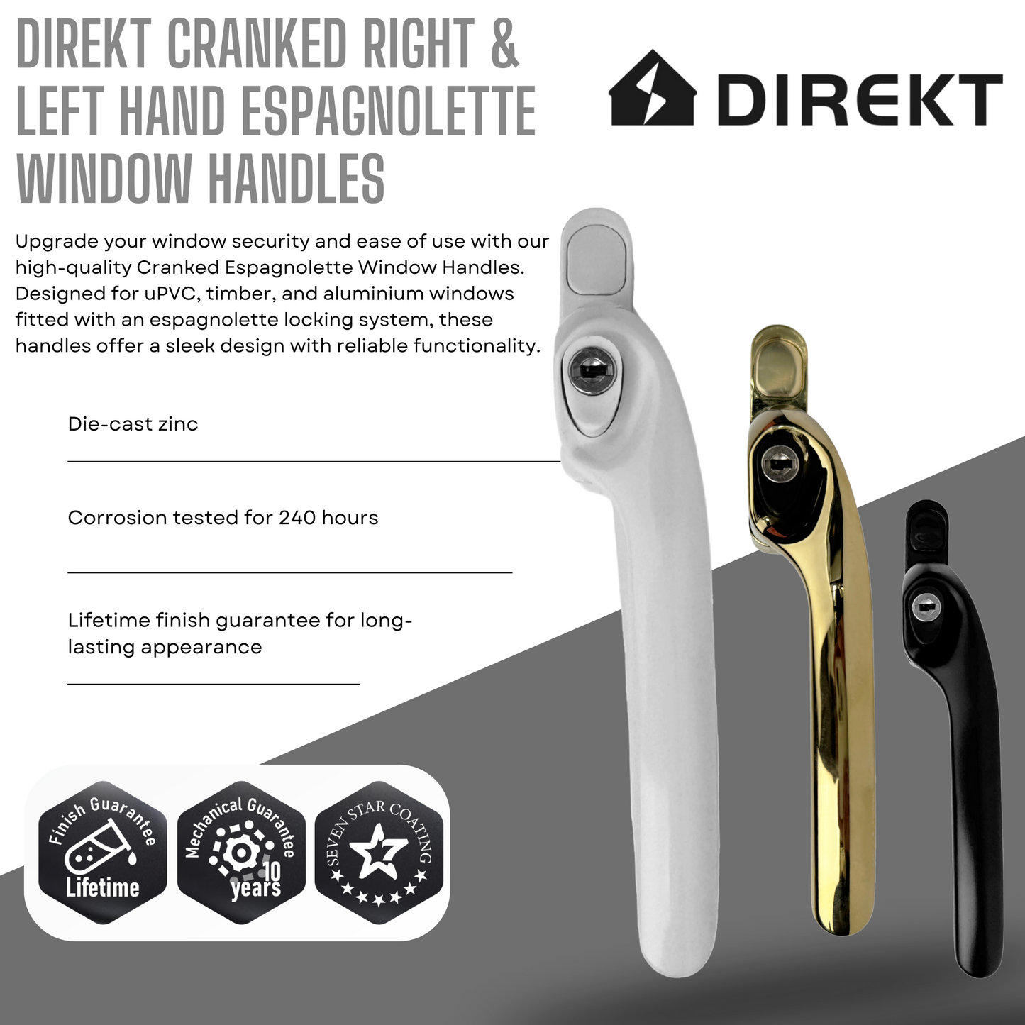 Direkt Cranked Right & Left Hand Espagnolette Window Handles