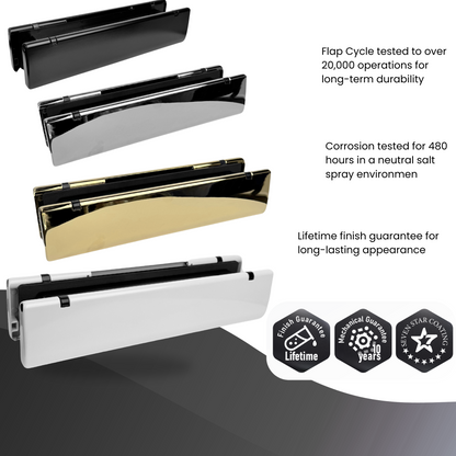 Direkt 12 Inch Heavy Duty Letterbox – Fits 40-80mm Door Thickness, Durable & Secure Mail Slot
