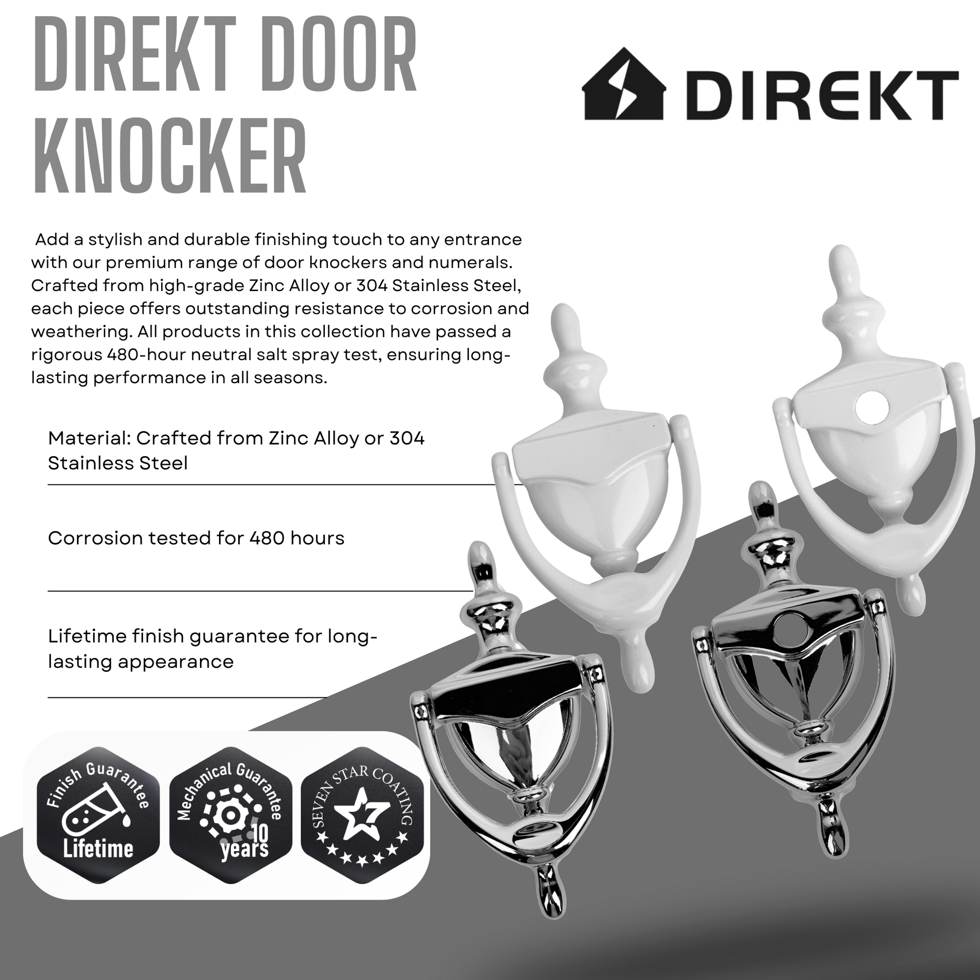 Direkt Door Knocker With Or Without Spy Hole